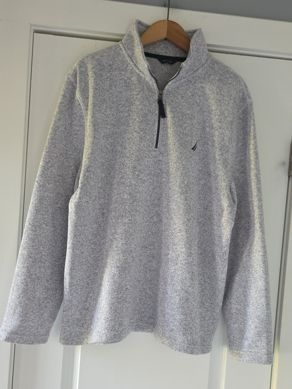 Nautica Men's Light Heather Gray Quarter-Zip Pullover Sweater